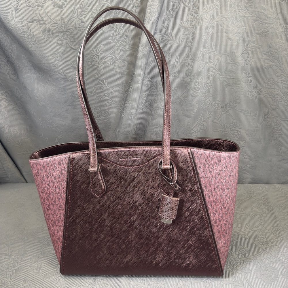 Michael Kors Taryn Large Dual Finish Tote Oxblood